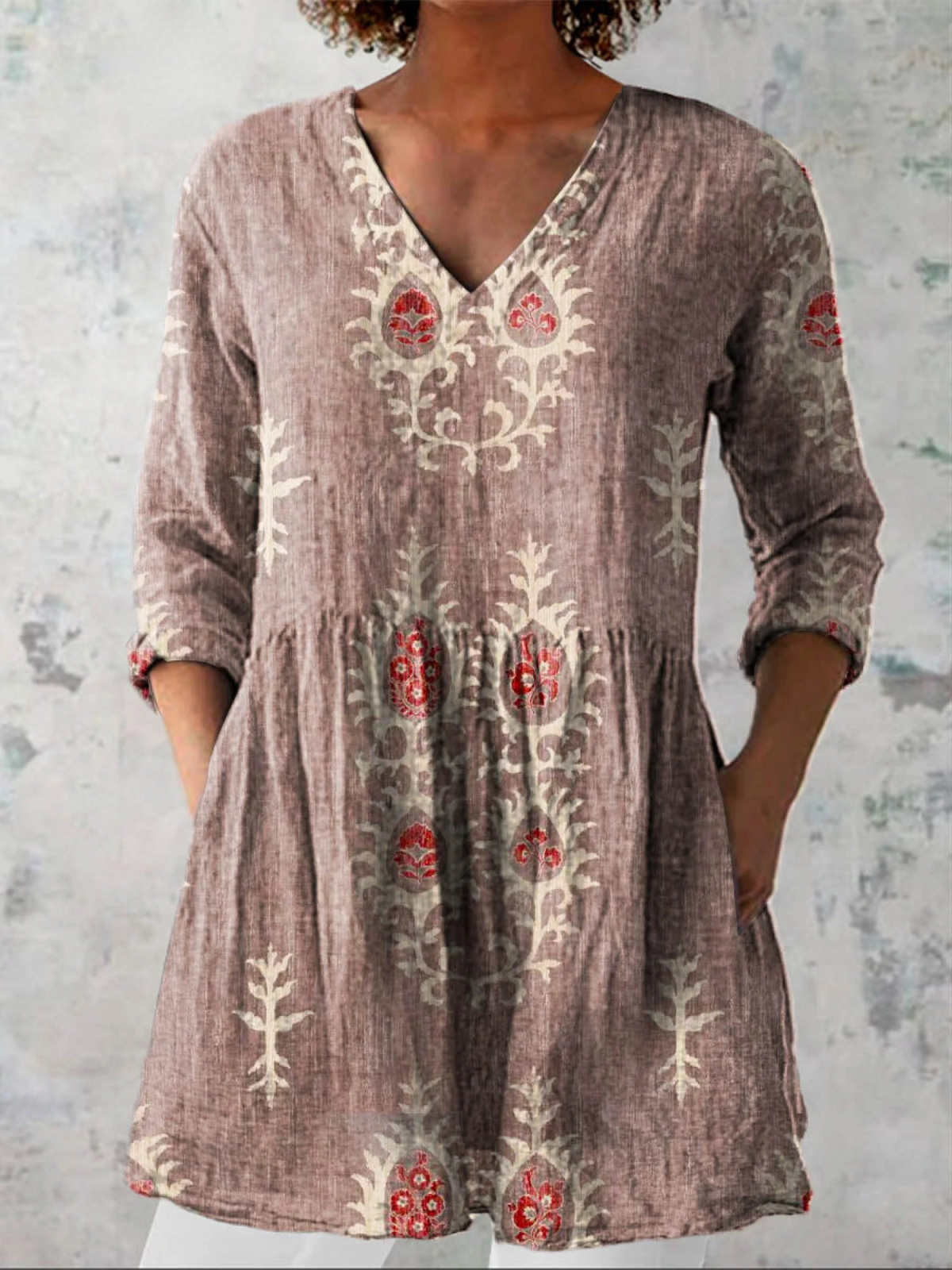 Élise | Blouse Longue à Col en V