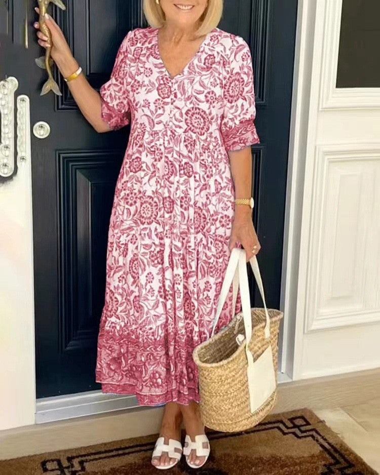 Camille | Robe Florale à Décolleté en V