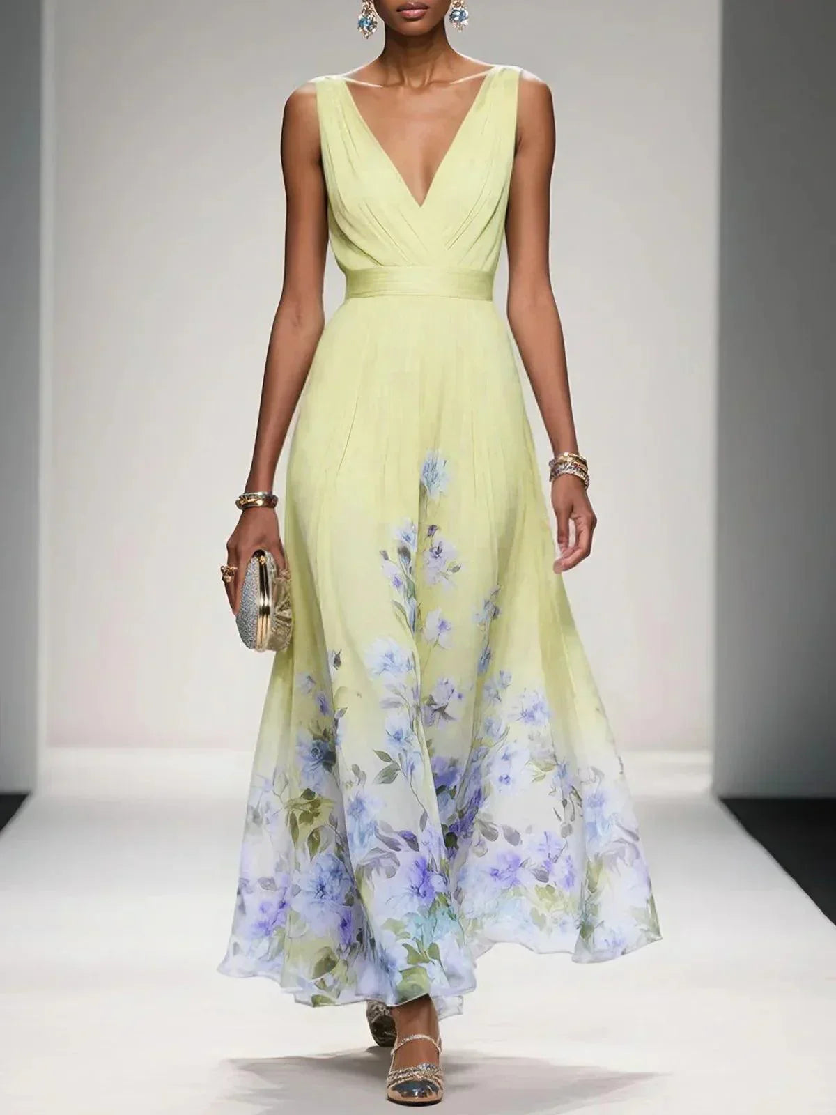 Sarah | Robe Maxi Florale à Décolleté en V
