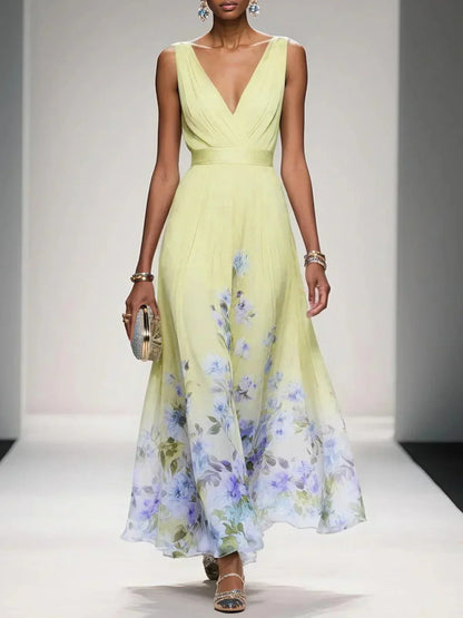 Sarah | Robe Maxi Florale à Décolleté en V