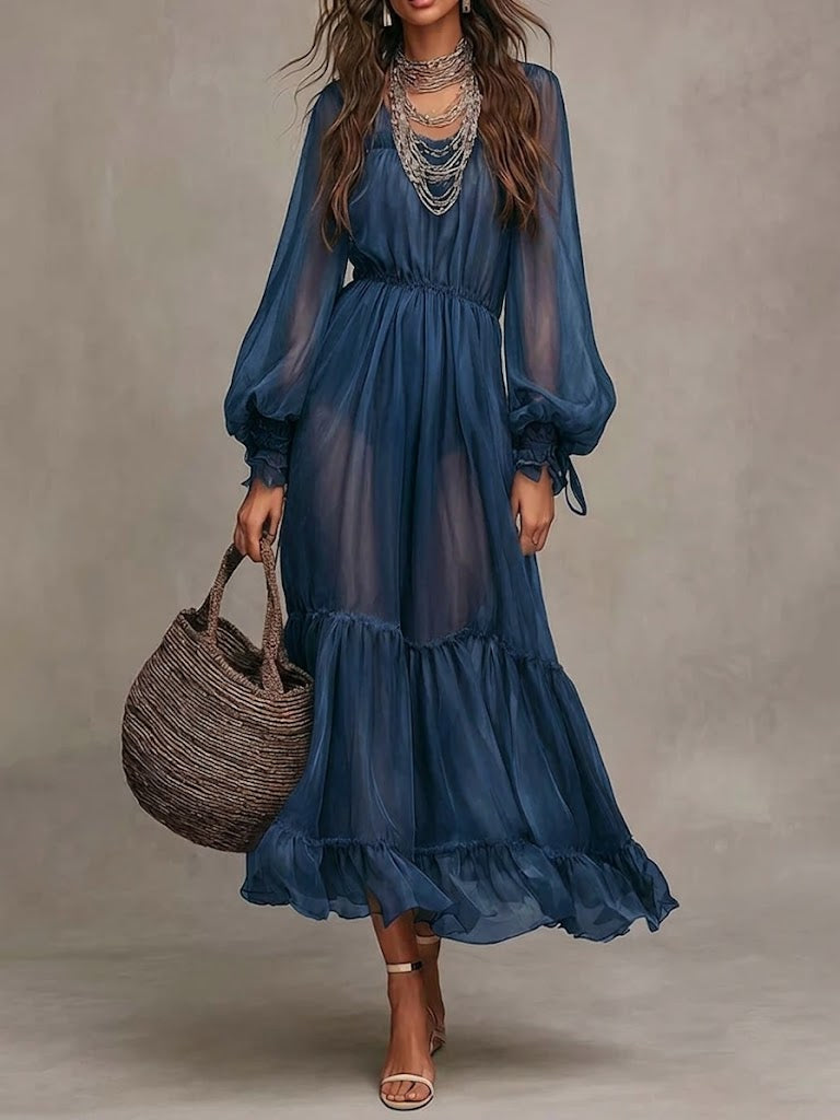 Louise | Robe Midi Élégante à Décolleté en V