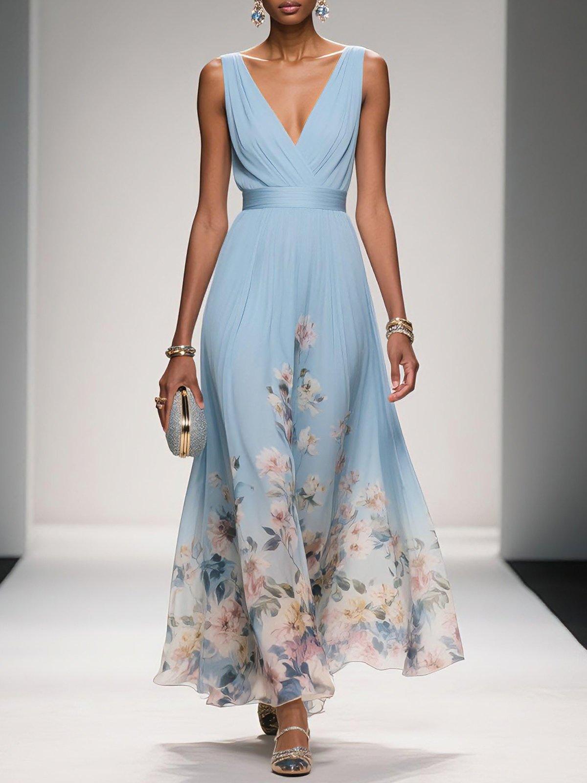 Sarah | Robe Maxi Florale à Décolleté en V