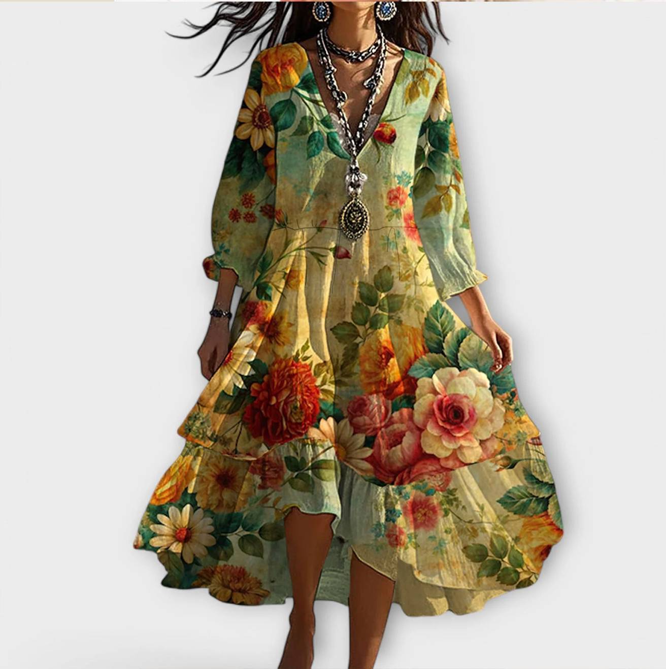 Virelisse™ | Robe Florale Volantée Midi