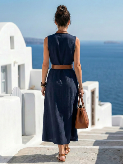 Valérie | Robe Midi à Détail Contrasté