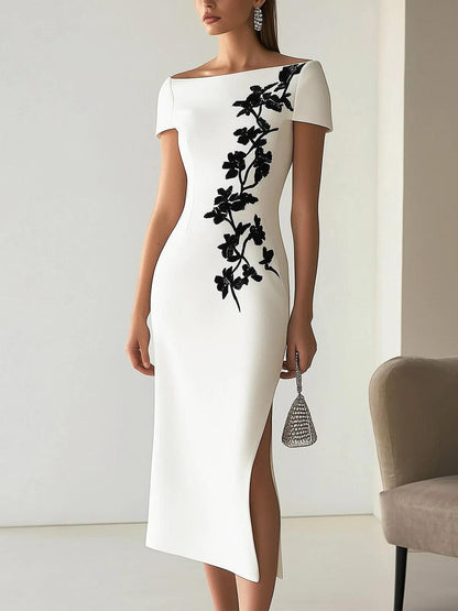Rosalie | Robe Midi Florale Plissée à Décolleté en V