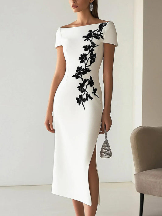 Rosalie | Robe Midi Florale Plissée à Décolleté en V