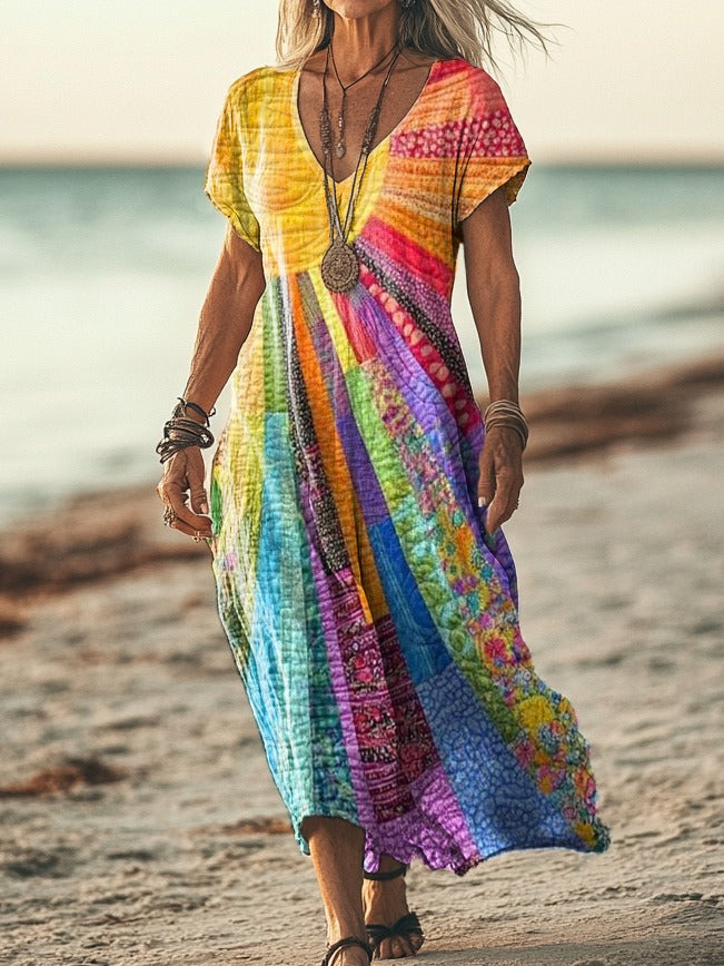 Virella™ | Robe Patchwork Multicolore