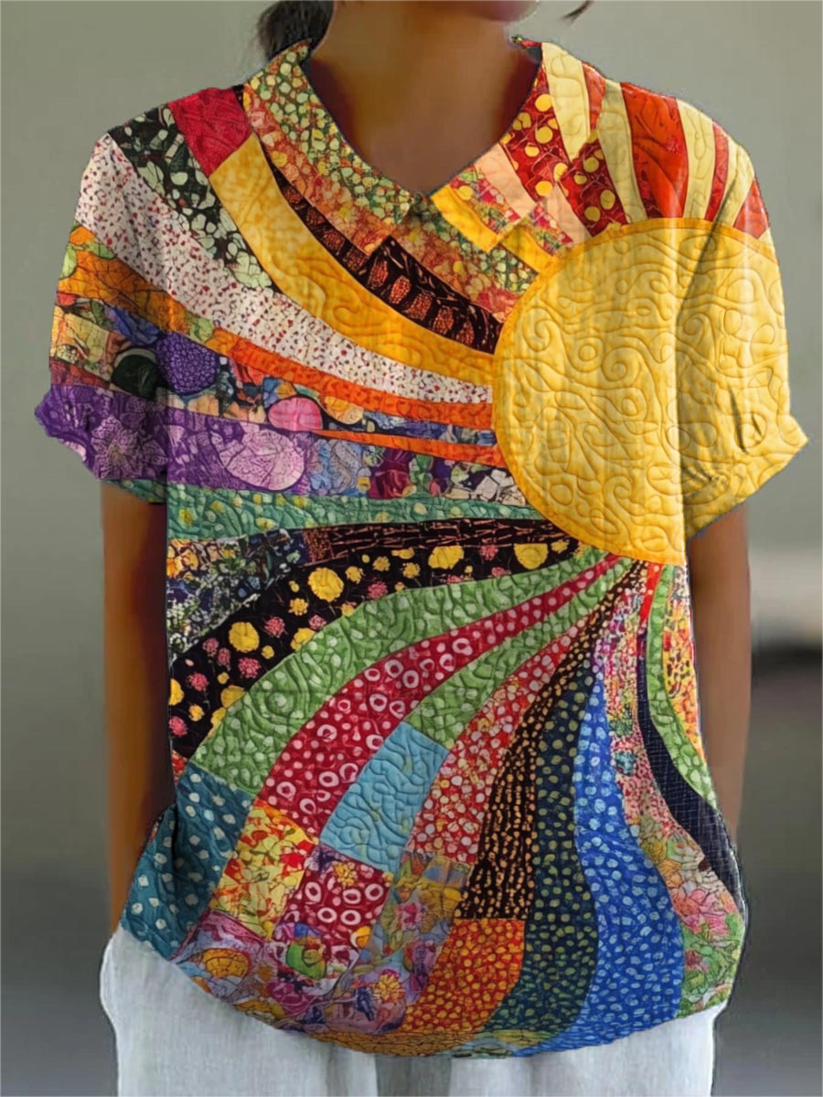 Juliette | Chemise à Motif Patchwork Soleil