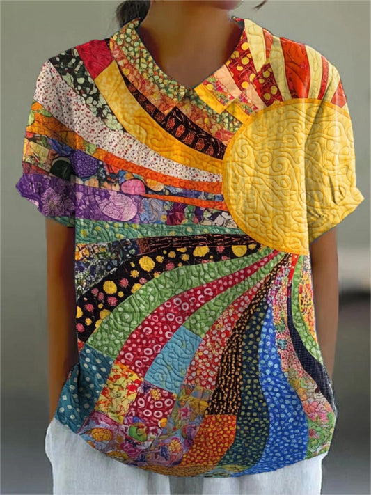Juliette | Chemise à Motif Patchwork Soleil