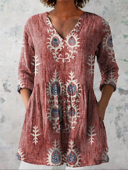 Élise | Blouse Longue à Col en V