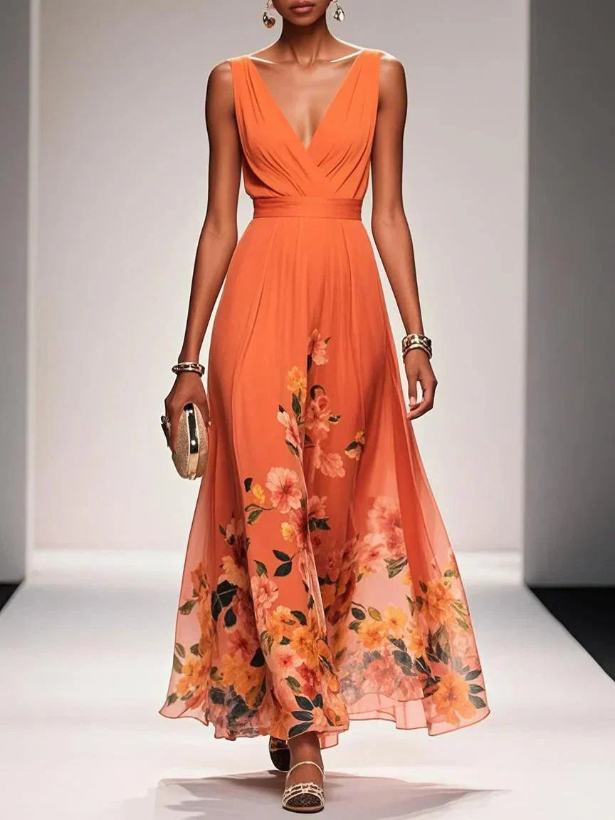 Sarah | Robe Maxi Florale à Décolleté en V