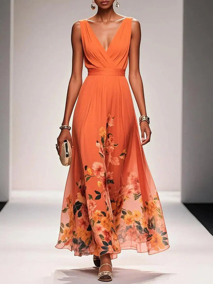 Sarah | Robe Maxi Florale à Décolleté en V
