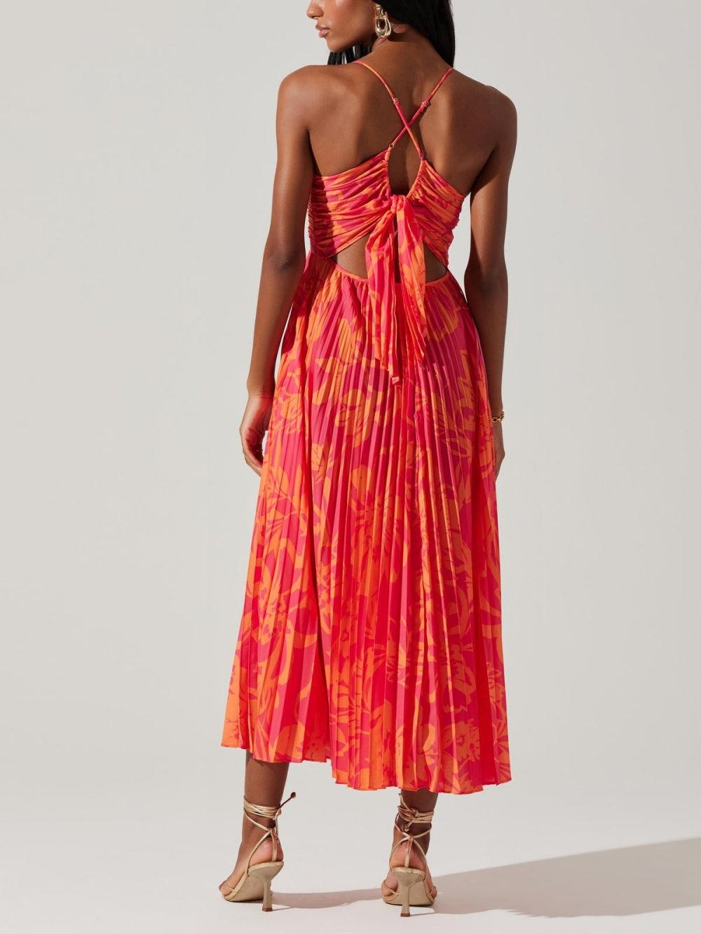 Gabrielle | Robe Midi Florale Élégante à Col Bateau
