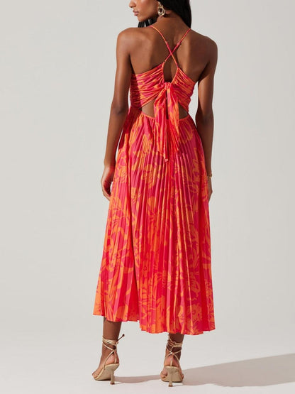 Gabrielle | Robe Midi Florale Élégante à Col Bateau