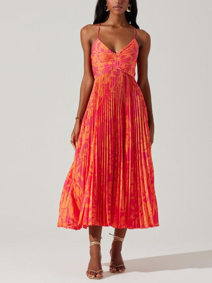 Gabrielle | Robe Midi Florale Élégante à Col Bateau