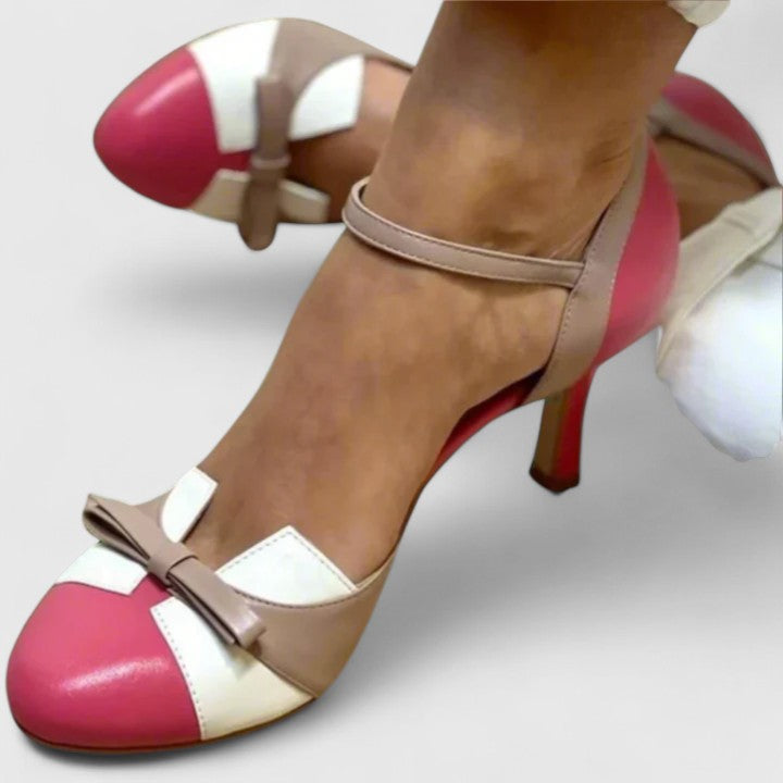 Lucienne™ | Escarpins Bicolores Nœud Rétro