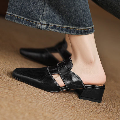 Rosalie | Mules Élégantes à Bout Carré