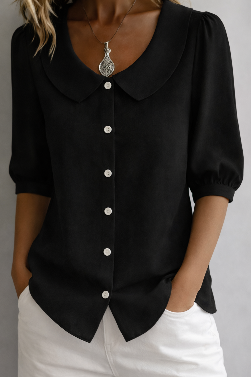 Pauline | Blouse à Col Raffinée