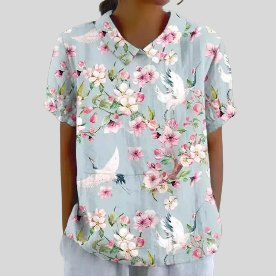 Rosalie™ | Blouse Fleurs Oiseaux