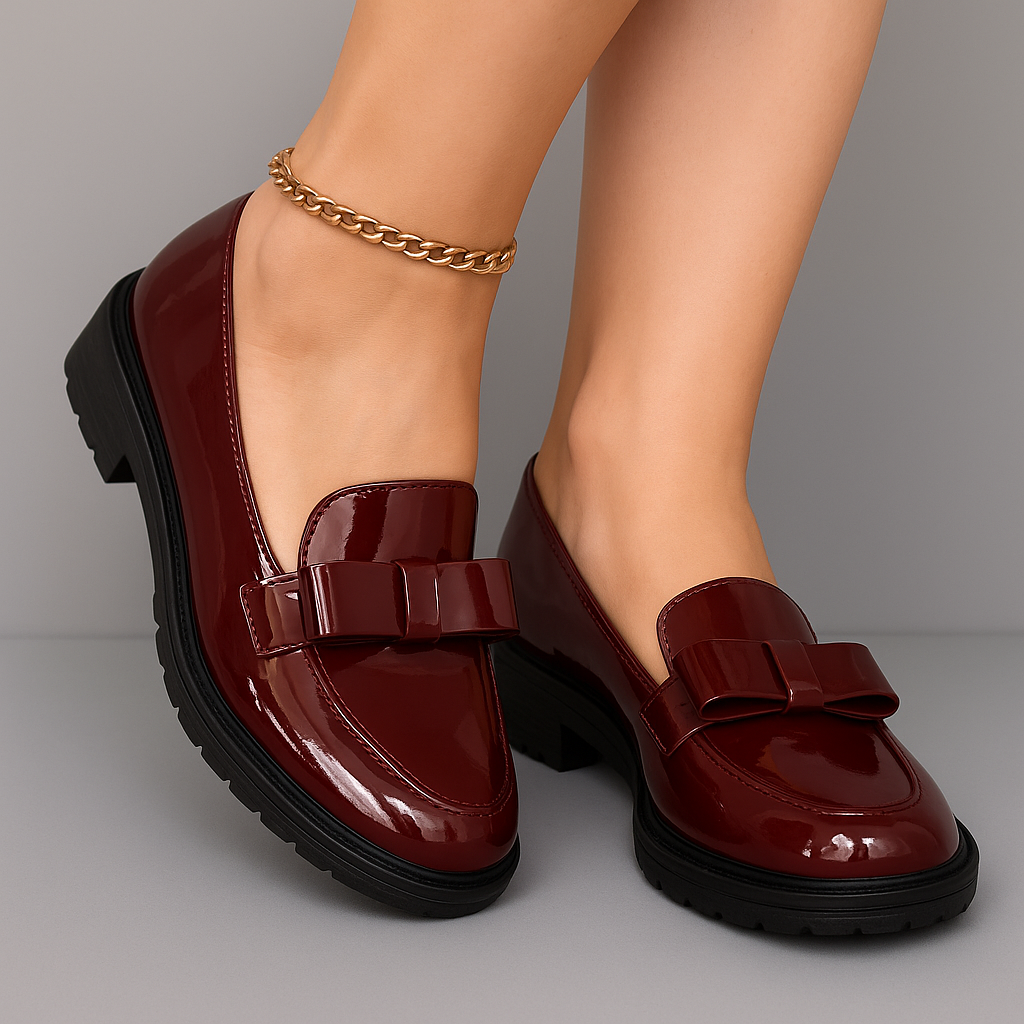 Audrey | Mocassins à Talon Bloc avec Nœud