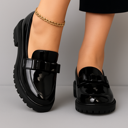 Audrey | Mocassins à Talon Bloc avec Nœud