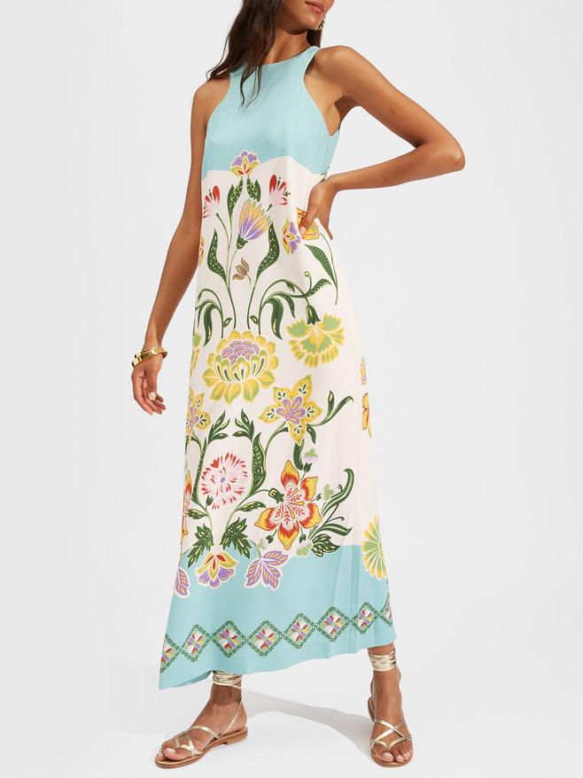 Émilie | Robe Midi Florale Sans Manches