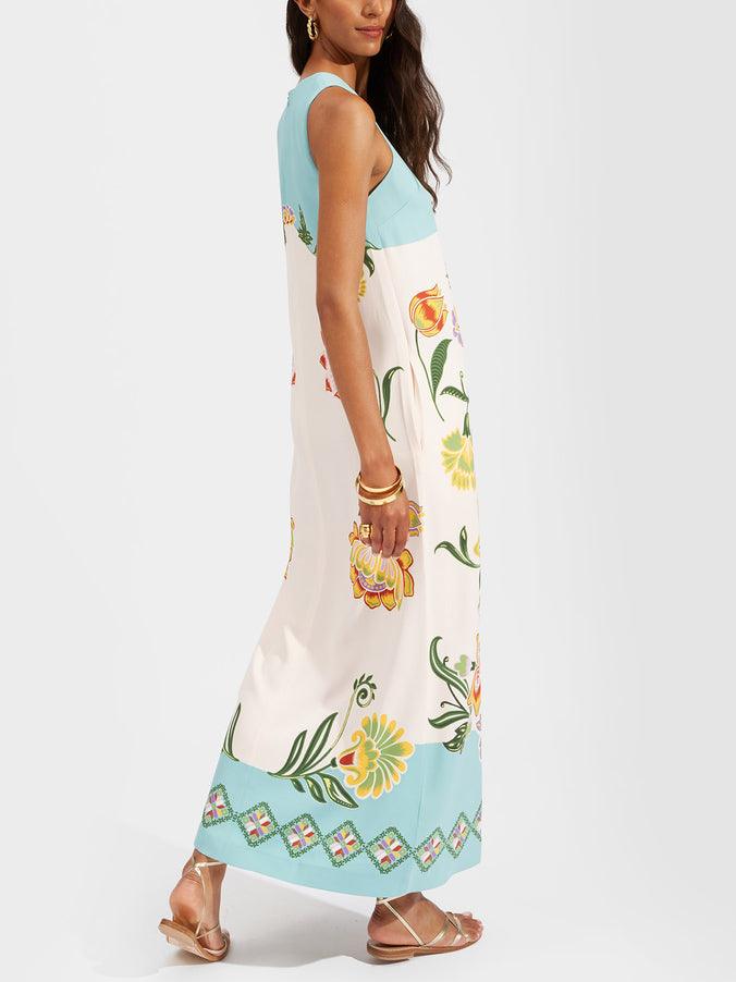 Émilie | Robe Midi Florale Sans Manches