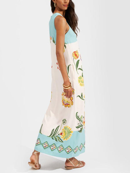 Émilie | Robe Midi Florale Sans Manches