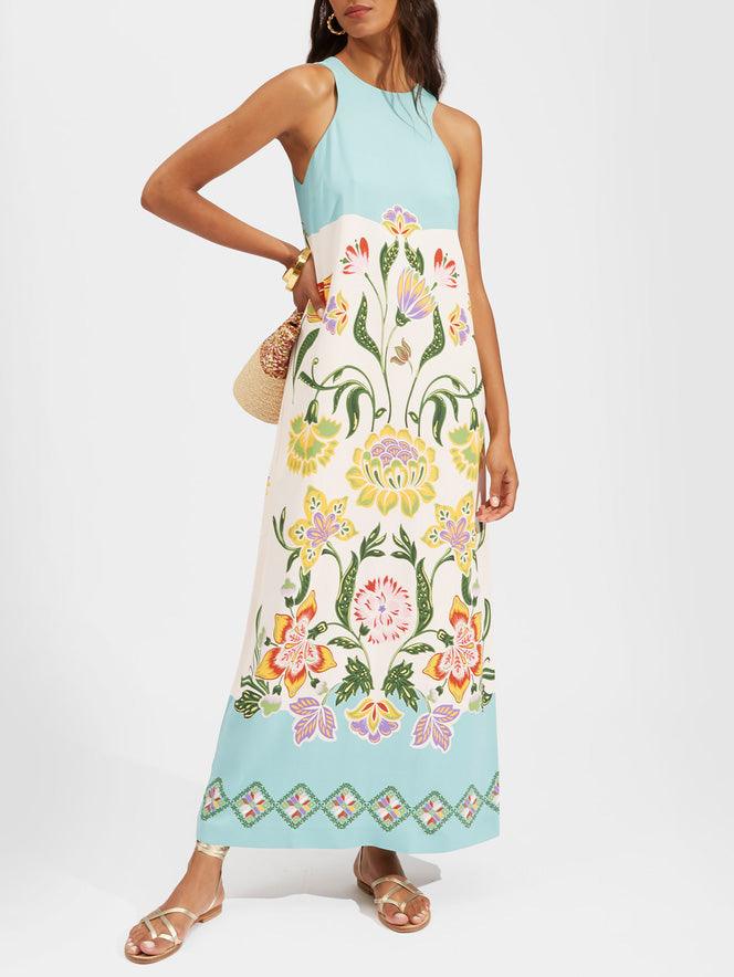 Émilie | Robe Midi Florale Sans Manches