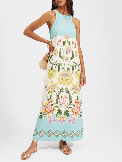 Émilie | Robe Midi Florale Sans Manches