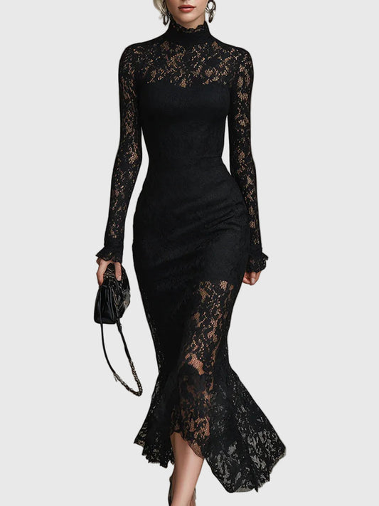Monica | Elegant Lace Fishtail Maxi Dress