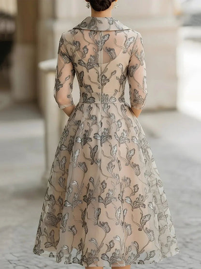 Éléna™ | Robe Midi Col Tailleur