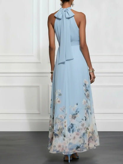 Aline | Robe Maxi Florale à Col Licou