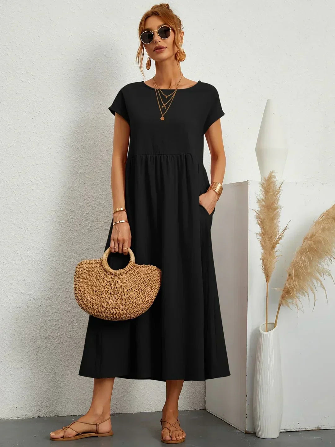 Louise | Robe Midi Fluide Élégante