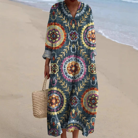 Vireliane™ | Robe Maxi Motifs Circulaires