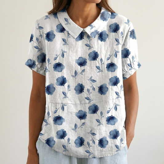 Azurine™ | Blouse Fleurs Bleues