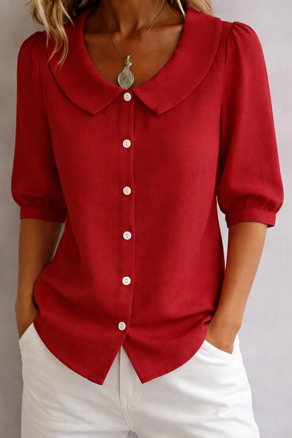Lucie | Blouse à Col Élégante