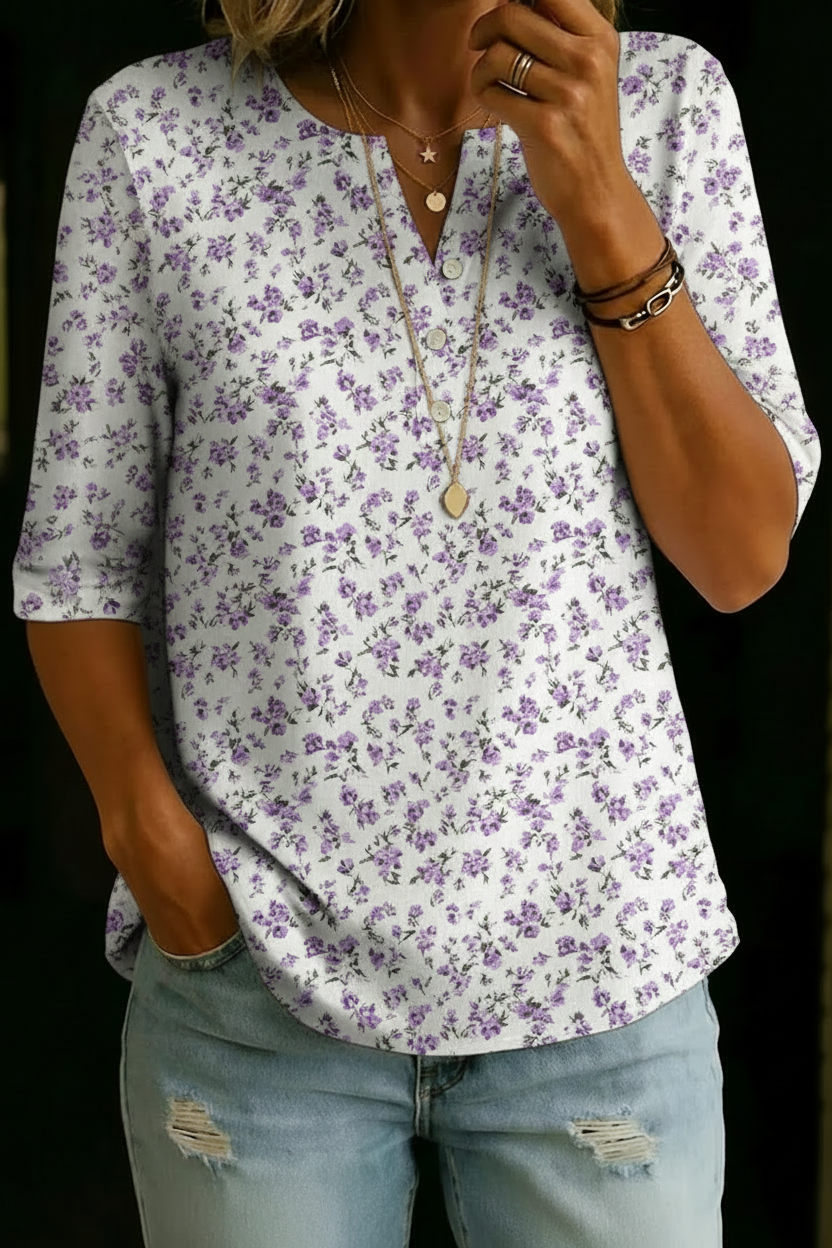 Anaïs | Haut Henley Floral Délicat
