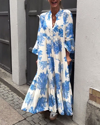 Avélora™ | Robe Florale Manches Évasées