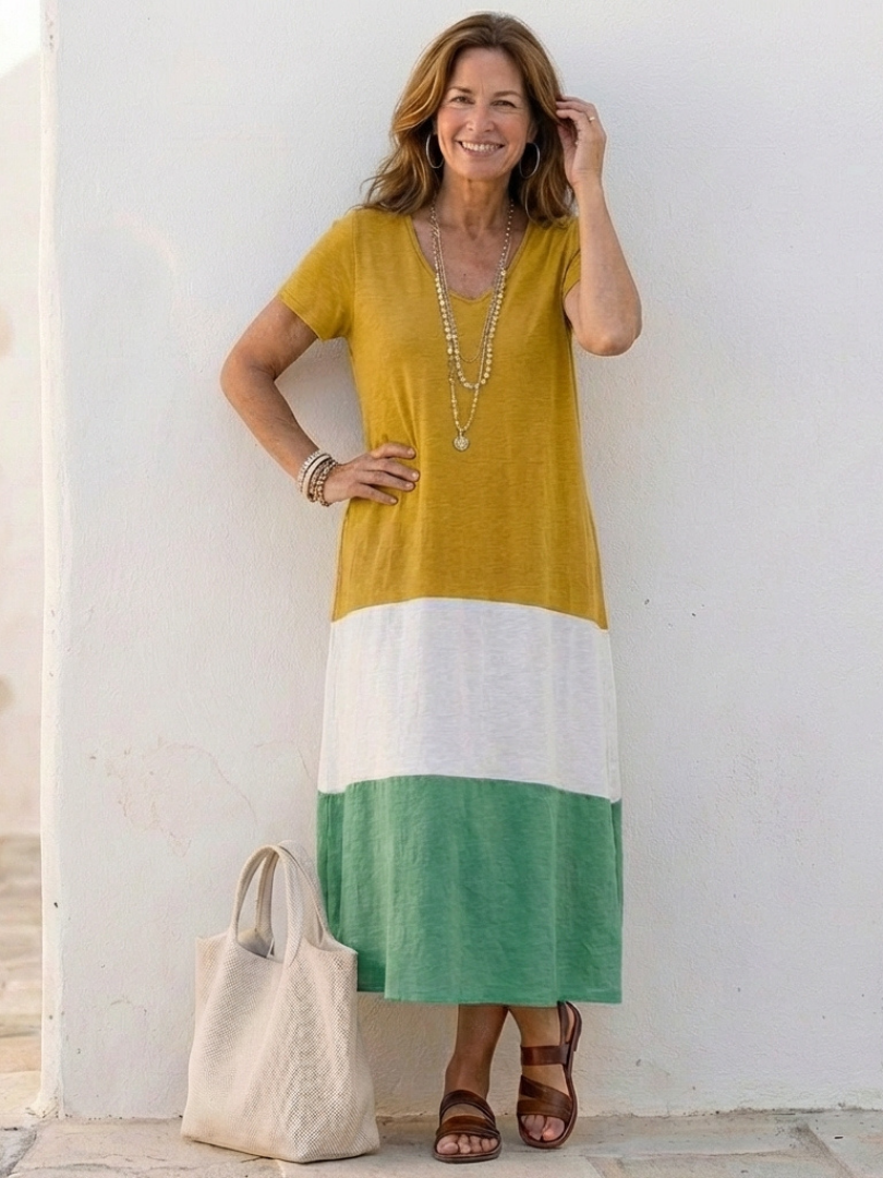 Paulina | Robe Midi à Blocs de Couleurs