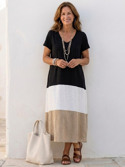 Paulina | Robe Midi à Blocs de Couleurs