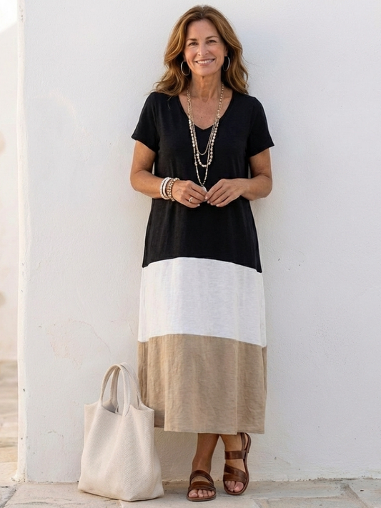 Paulina | Robe Midi à Blocs de Couleurs