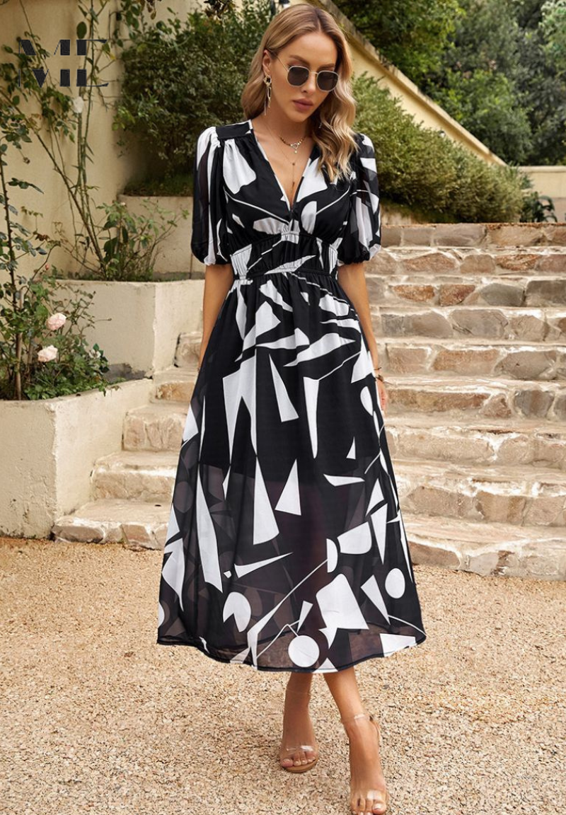 Liorène™ | Robe V Imprimée