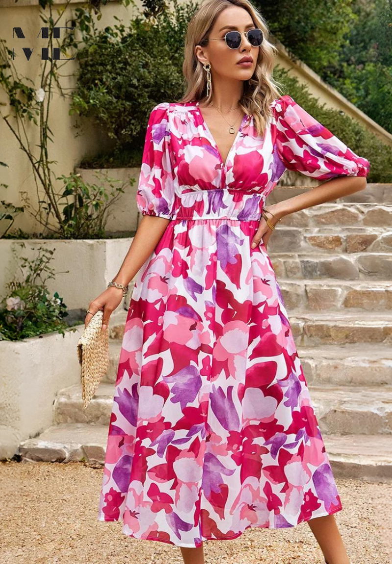 Liorène™ | Robe V Imprimée