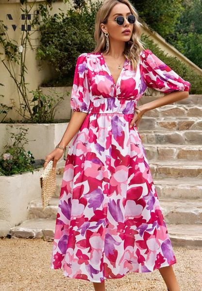 Liorène™ | Robe V Imprimée