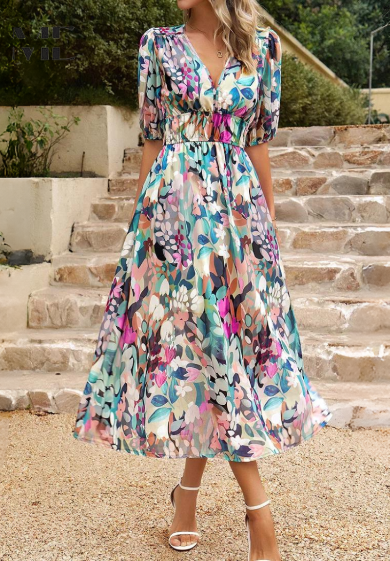 Liorène™ | Robe V Imprimée