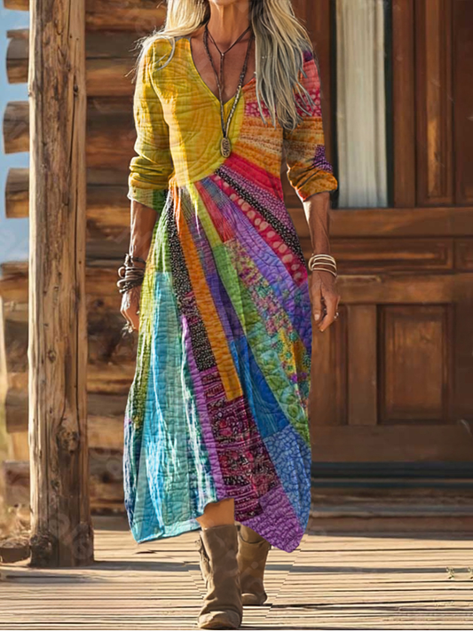Virella™ | Robe Patchwork Multicolore