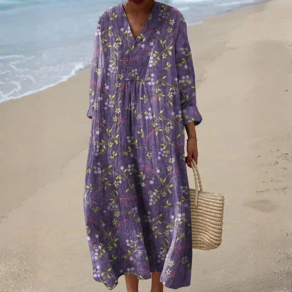 Liorenne™ | Robe Midi Motif Fleurs Délicates