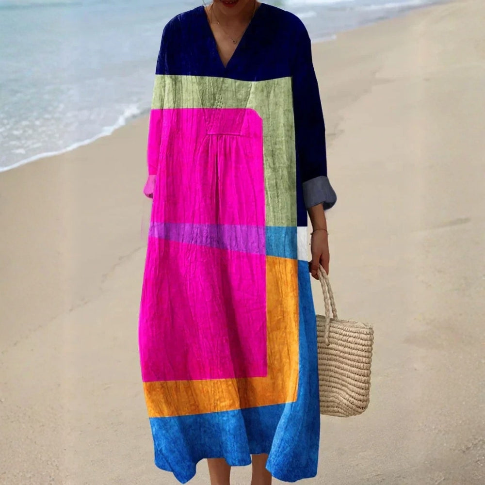 Maéloria™ | Robe Midi Blocs Artistiques
