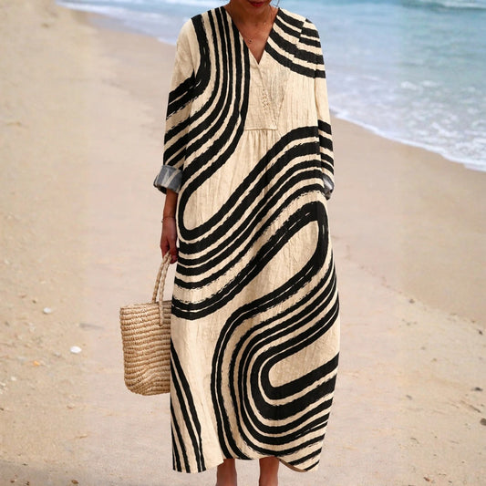Oriane™ | Robe Maxi Motifs Abstraits